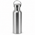 SOLV 24, 24 oz brushed stainless steel bottle with stainless cap and carry loop, front view